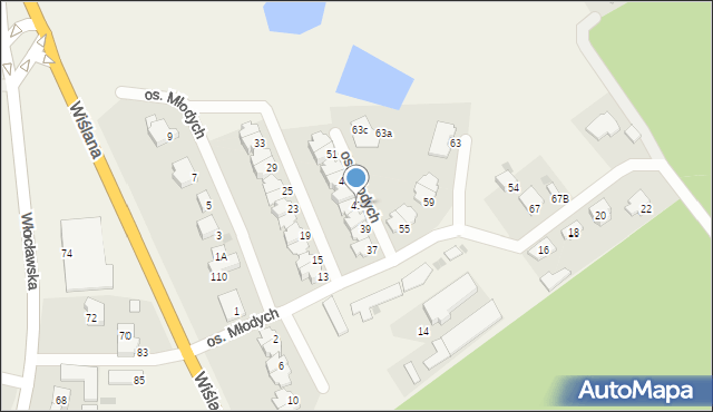 Szpetal Górny, Osiedle Młodych, 43, mapa Szpetal Górny