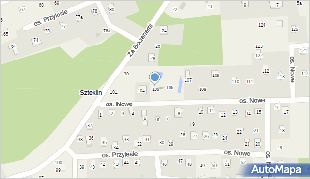 Szteklin, Osiedle Nowe, 105, mapa Szteklin