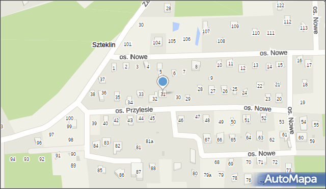 Szteklin, Osiedle Nowe, 31, mapa Szteklin