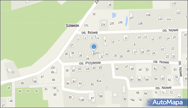 Szteklin, Osiedle Nowe, 33, mapa Szteklin