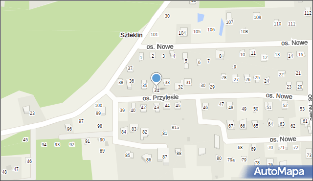 Szteklin, Osiedle Nowe, 34, mapa Szteklin