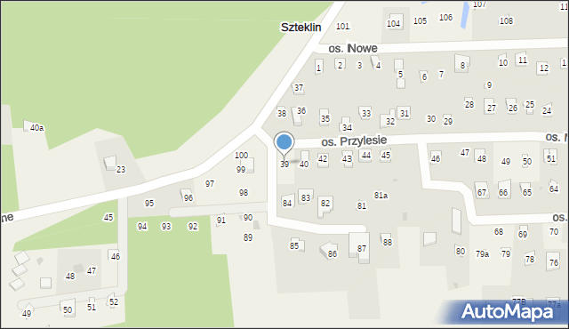 Szteklin, Osiedle Nowe, 39, mapa Szteklin