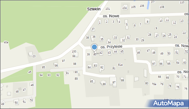 Szteklin, Osiedle Nowe, 40, mapa Szteklin