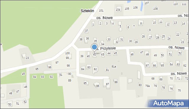 Szteklin, Osiedle Nowe, 42, mapa Szteklin