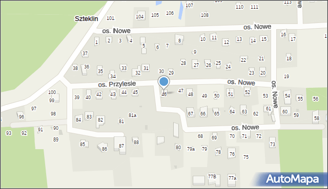 Szteklin, Osiedle Nowe, 46, mapa Szteklin