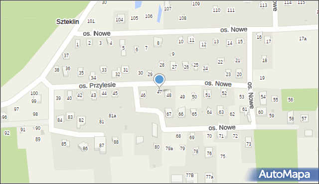 Szteklin, Osiedle Nowe, 47, mapa Szteklin