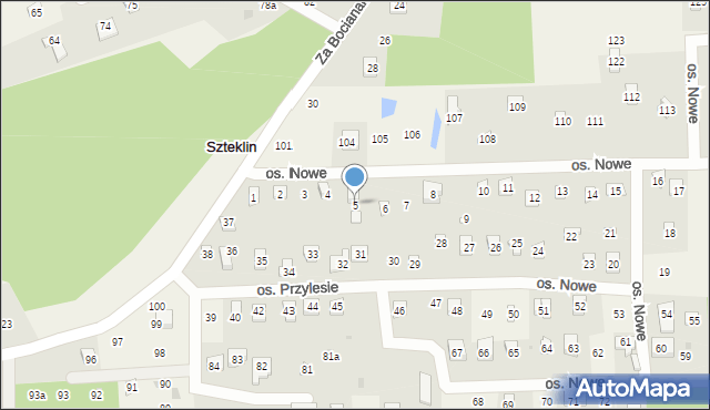 Szteklin, Osiedle Nowe, 5, mapa Szteklin