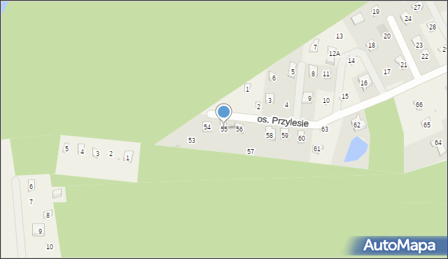 Szteklin, Osiedle Przylesie, 55, mapa Szteklin