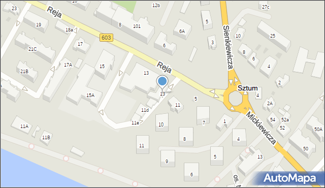 Sztum, Osiedle Nad Jeziorem, 13, mapa Sztum