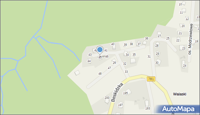 Targanice, Osiedle Modrzewiowe, 45, mapa Targanice