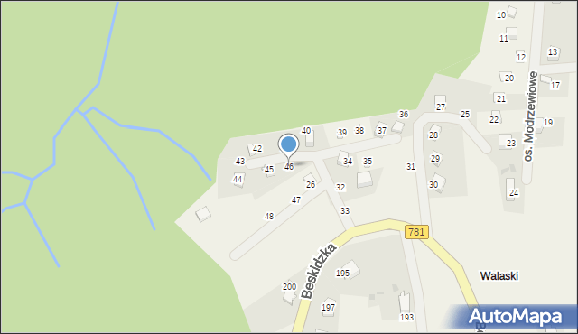 Targanice, Osiedle Modrzewiowe, 46, mapa Targanice