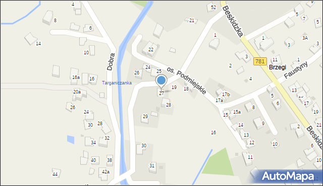 Targanice, Osiedle Podmiejskie, 27, mapa Targanice