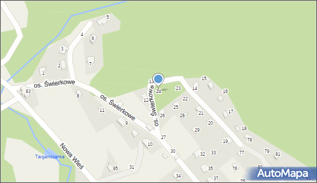 Targanice, Osiedle Świerkowe, 24, mapa Targanice