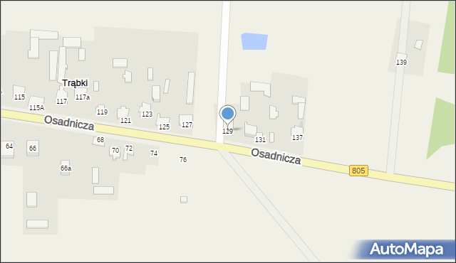 Trąbki, Osadnicza, 129, mapa Trąbki