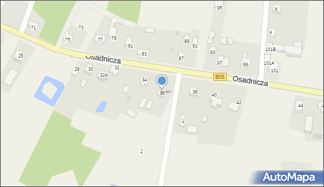 Trąbki, Osadnicza, 36, mapa Trąbki