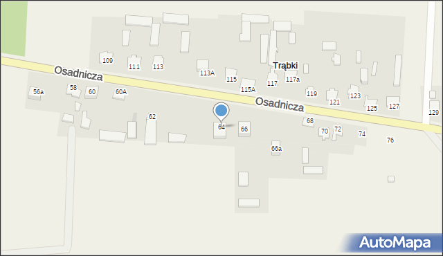 Trąbki, Osadnicza, 64, mapa Trąbki