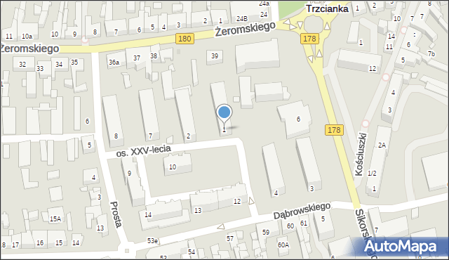 Trzcianka, Osiedle XXV-lecia, 1, mapa Trzcianka