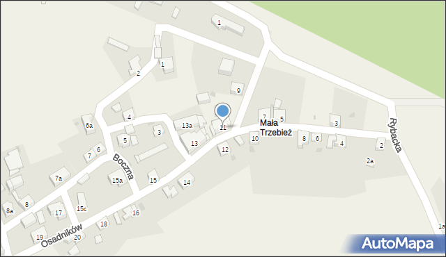 Trzebież, Osadników, 11, mapa Trzebież