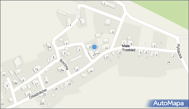 Trzebież, Osadników, 13, mapa Trzebież