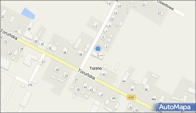 Turzno, Osiedlowa, 1, mapa Turzno