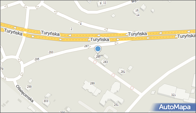 Tychy, Oświęcimska, 285, mapa Tychów