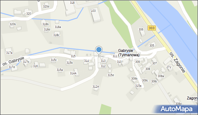 Tylmanowa, Osiedle Gabrysie, 313a, mapa Tylmanowa