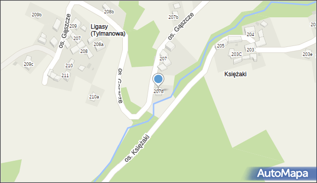 Tylmanowa, Osiedle Gąszcze, 207d, mapa Tylmanowa