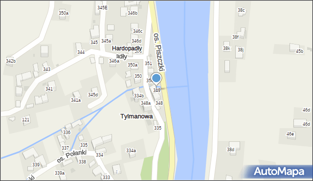 Tylmanowa, Osiedle Hardopadły, 349, mapa Tylmanowa