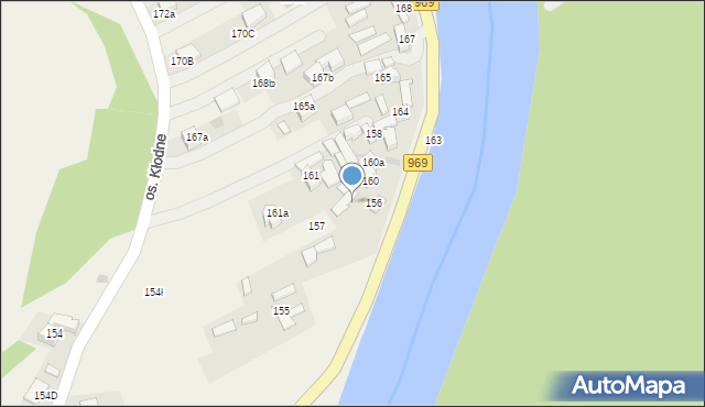 Tylmanowa, Osiedle Kłodne, 156a, mapa Tylmanowa