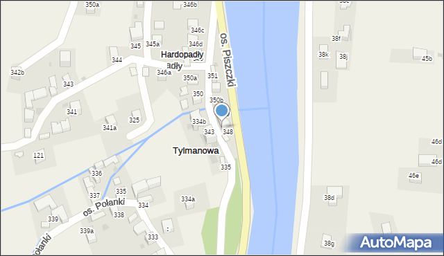 Tylmanowa, Osiedle Piszczki, 348, mapa Tylmanowa