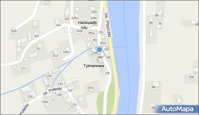 Tylmanowa, Osiedle Piszczki, 348a, mapa Tylmanowa