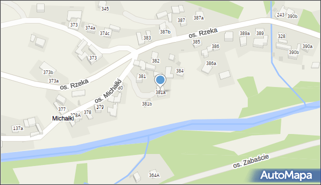 Tylmanowa, Osiedle Rzeka, 381a, mapa Tylmanowa