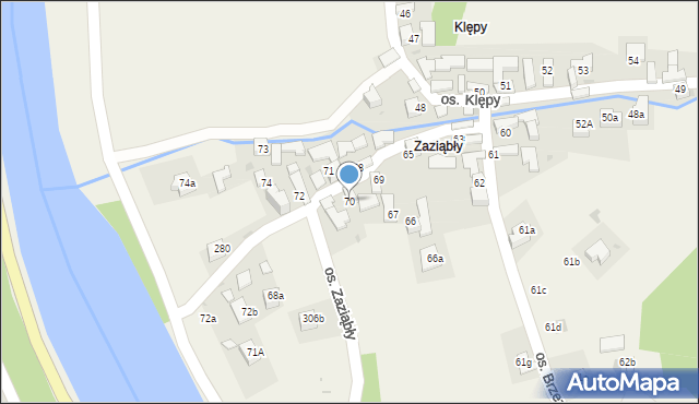 Tylmanowa, Osiedle Zaziąbły, 70, mapa Tylmanowa