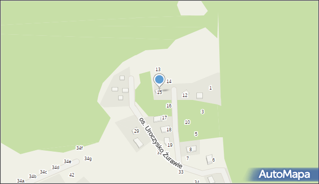 Uście, Osiedle Uroczysko Żurawie, 15, mapa Uście