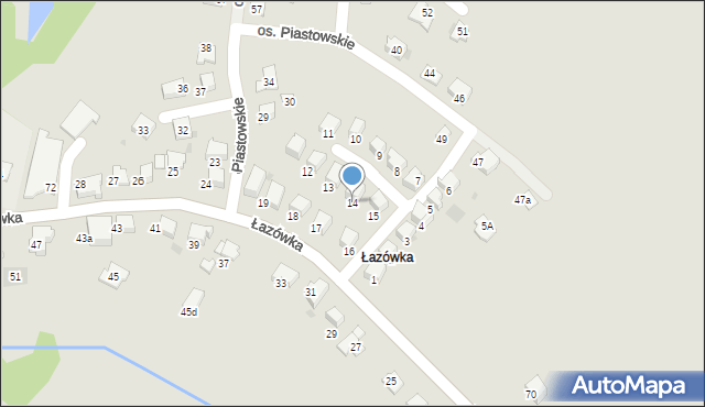 Wadowice, Osiedle Piastowskie, 14, mapa Wadowice