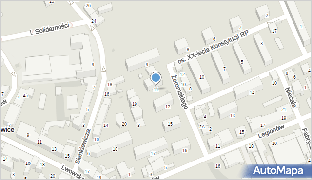 Wadowice, Osiedle XX-lecia Konstytucji RP, 11, mapa Wadowice