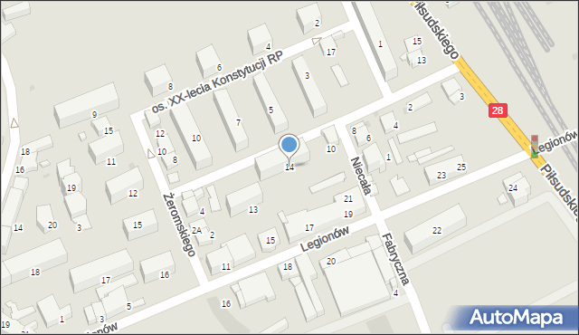Wadowice, Osiedle XX-lecia Konstytucji RP, 14, mapa Wadowice