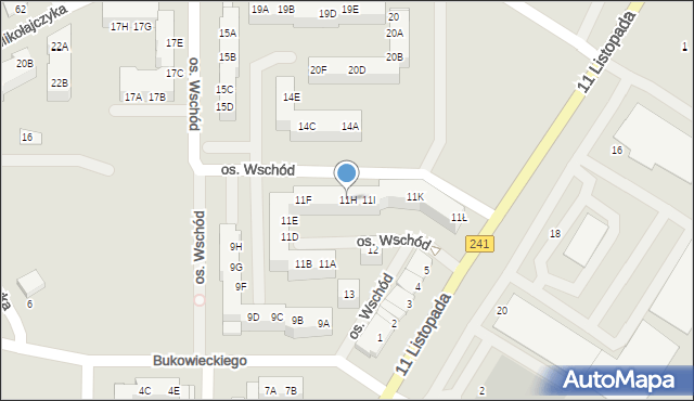 Wągrowiec, Osiedle Wschód, 11H, mapa Wągrowiec