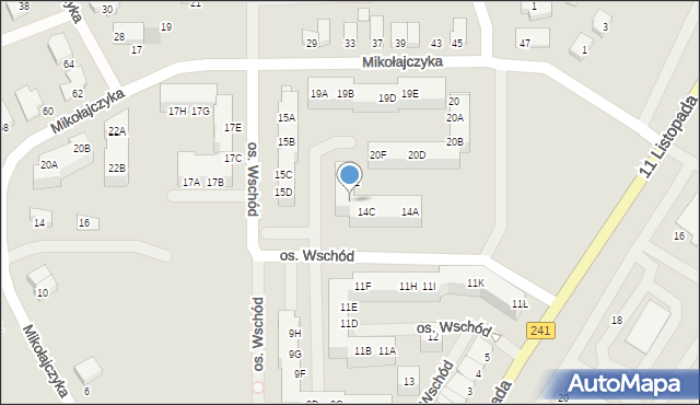 Wągrowiec, Osiedle Wschód, 14D, mapa Wągrowiec