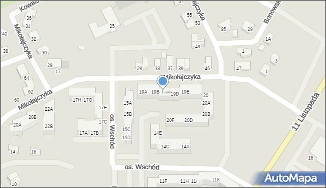 Wągrowiec, Osiedle Wschód, 19C, mapa Wągrowiec