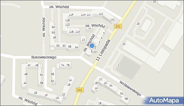 Wągrowiec, Osiedle Wschód, 1B, mapa Wągrowiec