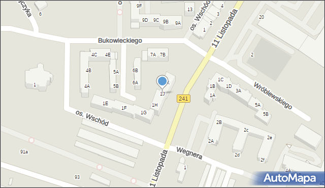 Wągrowiec, Osiedle Wschód, 1J, mapa Wągrowiec