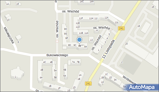 Wągrowiec, Osiedle Wschód, 9B, mapa Wągrowiec