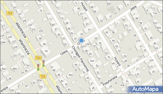 Warszawa, Ostra, 13, mapa Warszawy