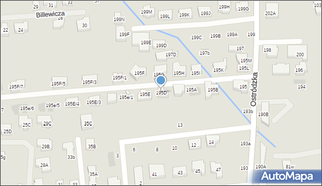 Warszawa, Ostródzka, 195D, mapa Warszawy