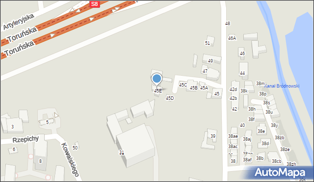 Warszawa, Ostródzka, 45E, mapa Warszawy