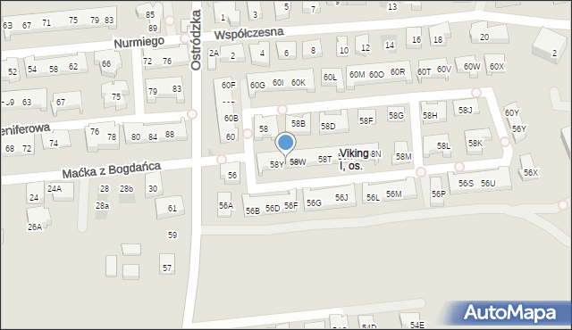 Warszawa, Ostródzka, 58X, mapa Warszawy