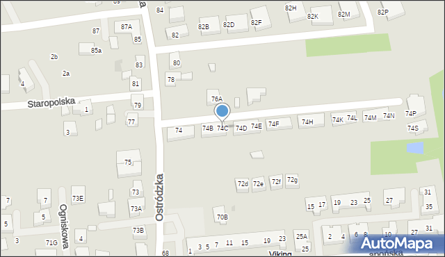 Warszawa, Ostródzka, 74C, mapa Warszawy