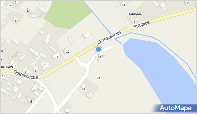 Waśniów, Ostrowiecka, 12a, mapa Waśniów