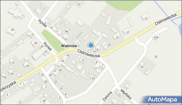 Waśniów, Ostrowiecka, 5a, mapa Waśniów